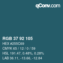 颜色代码: RGB 37 92 105 | qconv.com