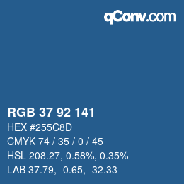 カラーコード: RGB 37 92 141 | qconv.com