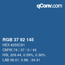 カラーコード: RGB 37 92 145 | qconv.com