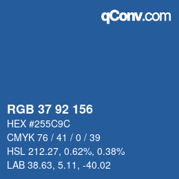 カラーコード: RGB 37 92 156 | qconv.com