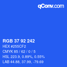 Color code: RGB 37 92 242 | qconv.com