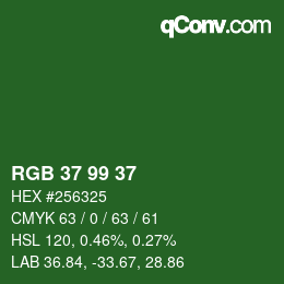 カラーコード: RGB 37 99 37 | qconv.com