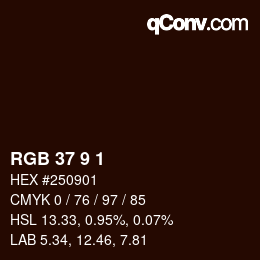 カラーコード: RGB 37 9 1 | qconv.com