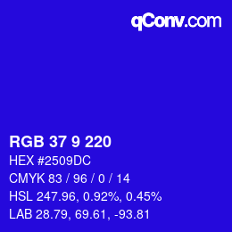 カラーコード: RGB 37 9 220 | qconv.com