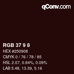 Color code: RGB 37 9 8 | qconv.com