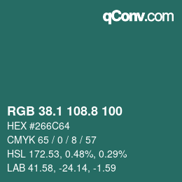 カラーコード: RGB 38.1 108.8 100 | qconv.com