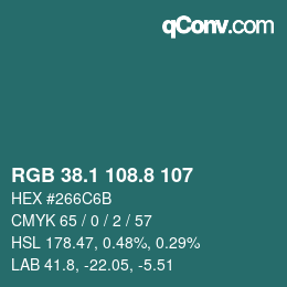 Color code: RGB 38.1 108.8 107 | qconv.com