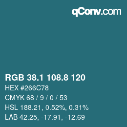 Color code: RGB 38.1 108.8 120 | qconv.com