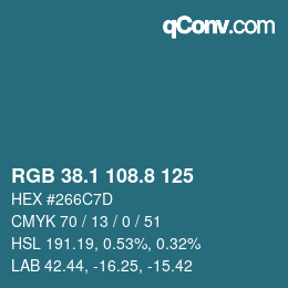Color code: RGB 38.1 108.8 125 | qconv.com
