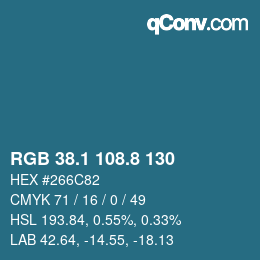 Color code: RGB 38.1 108.8 130 | qconv.com