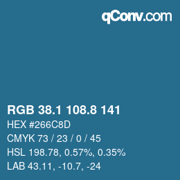 Color code: RGB 38.1 108.8 141 | qconv.com