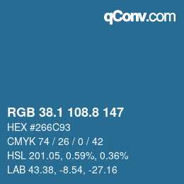 カラーコード: RGB 38.1 108.8 147 | qconv.com