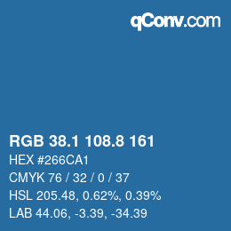 カラーコード: RGB 38.1 108.8 161 | qconv.com