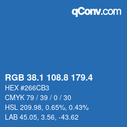 カラーコード: RGB 38.1 108.8 179.4 | qconv.com