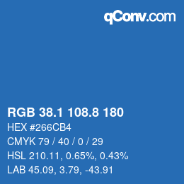 カラーコード: RGB 38.1 108.8 180 | qconv.com