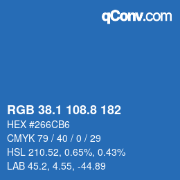 カラーコード: RGB 38.1 108.8 182 | qconv.com