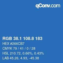 カラーコード: RGB 38.1 108.8 183 | qconv.com