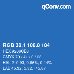 Color code: RGB 38.1 108.8 184 | qconv.com