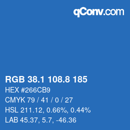 カラーコード: RGB 38.1 108.8 185 | qconv.com