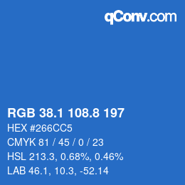 カラーコード: RGB 38.1 108.8 197 | qconv.com