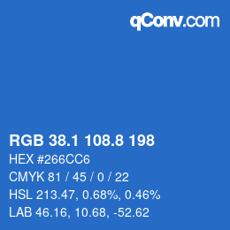Farbcode: RGB 38.1 108.8 198 | qconv.com
