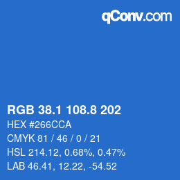 カラーコード: RGB 38.1 108.8 202 | qconv.com