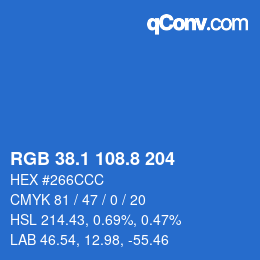 カラーコード: RGB 38.1 108.8 204 | qconv.com
