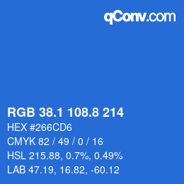 カラーコード: RGB 38.1 108.8 214 | qconv.com