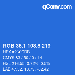 カラーコード: RGB 38.1 108.8 219 | qconv.com