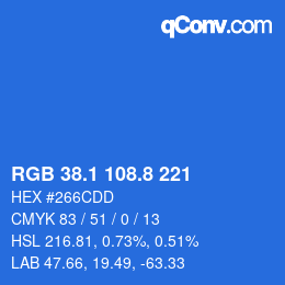 カラーコード: RGB 38.1 108.8 221 | qconv.com