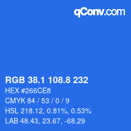 Color code: RGB 38.1 108.8 232 | qconv.com