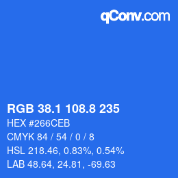 カラーコード: RGB 38.1 108.8 235 | qconv.com