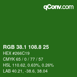 カラーコード: RGB 38.1 108.8 25 | qconv.com
