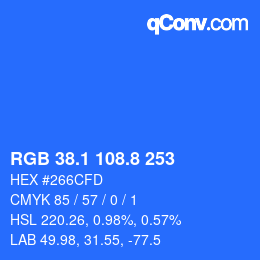 カラーコード: RGB 38.1 108.8 253 | qconv.com