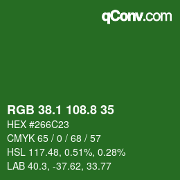 カラーコード: RGB 38.1 108.8 35 | qconv.com