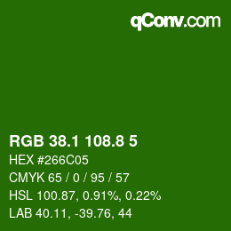 カラーコード: RGB 38.1 108.8 5 | qconv.com