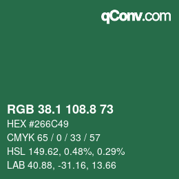 Color code: RGB 38.1 108.8 73 | qconv.com