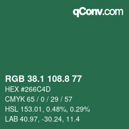 Farbcode: RGB 38.1 108.8 77 | qconv.com