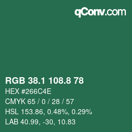 Color code: RGB 38.1 108.8 78 | qconv.com