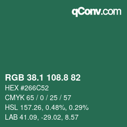 Color code: RGB 38.1 108.8 82 | qconv.com