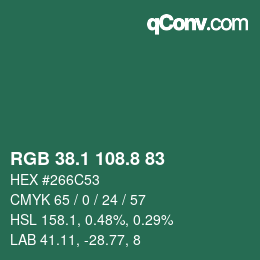 Color code: RGB 38.1 108.8 83 | qconv.com