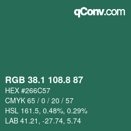 Color code: RGB 38.1 108.8 87 | qconv.com