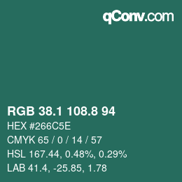 カラーコード: RGB 38.1 108.8 94 | qconv.com