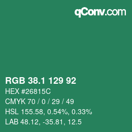 カラーコード: RGB 38.1 129 92 | qconv.com