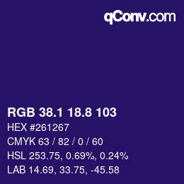 カラーコード: RGB 38.1 18.8 103 | qconv.com
