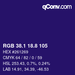 カラーコード: RGB 38.1 18.8 105 | qconv.com