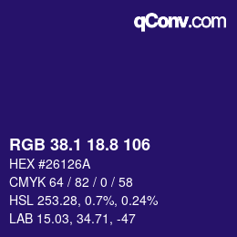 カラーコード: RGB 38.1 18.8 106 | qconv.com