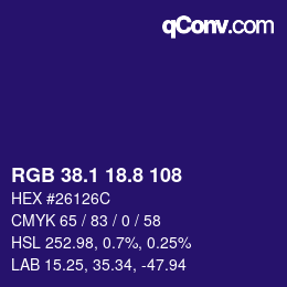 カラーコード: RGB 38.1 18.8 108 | qconv.com