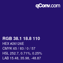 カラーコード: RGB 38.1 18.8 110 | qconv.com