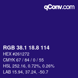 カラーコード: RGB 38.1 18.8 114 | qconv.com